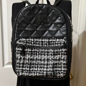 Badgley Mischka Black and White Quilted Backpack